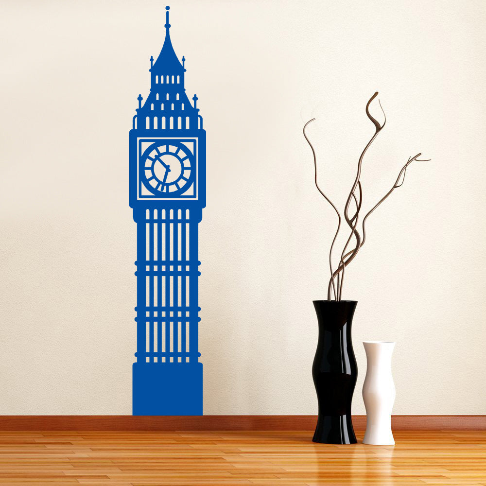 Clock Building Wall Sticker Decal Stencil Silhouette ST57