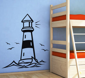 BEACH PHARE Sticker mural autocollant pochoir Silhouette ST65