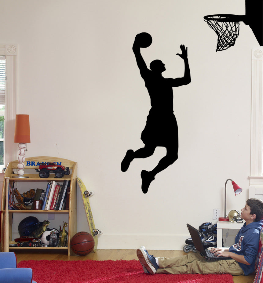 BASKETBALL PLAYER DUNK Wall Sticker Decal Stencil Silhouette ST69