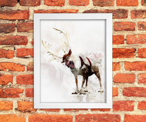 SVEN Frozen Watercolor Art Digital File Instant Download, Print-At-Home