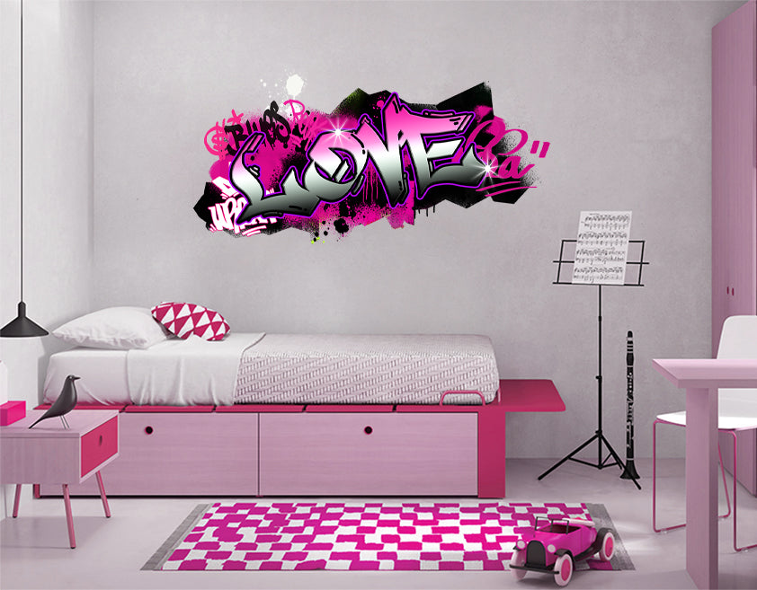 Girls GRAFFITI Personalized Custom Name Wall Sticker Decal TR06