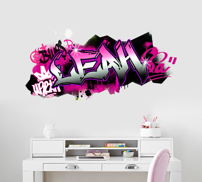 Girls GRAFFITI Personalized Custom Name Wall Sticker Decal TR06