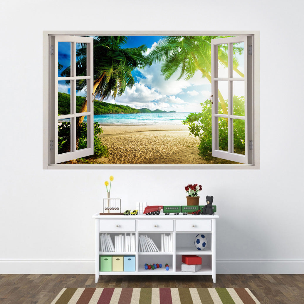 Virgin Island Beach 3D Window Wall Sticker Décalque C658