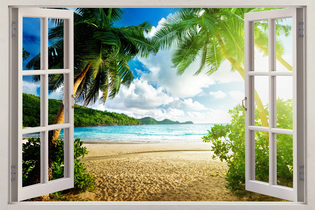 Virgin Island Beach 3D Window Wall Sticker Décalque C658