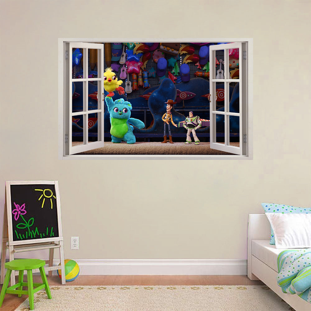 Autocollant mural de fenêtre Toy Story Buzz Woody 3D W086