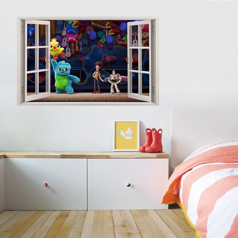 Autocollant mural de fenêtre Toy Story Buzz Woody 3D W086