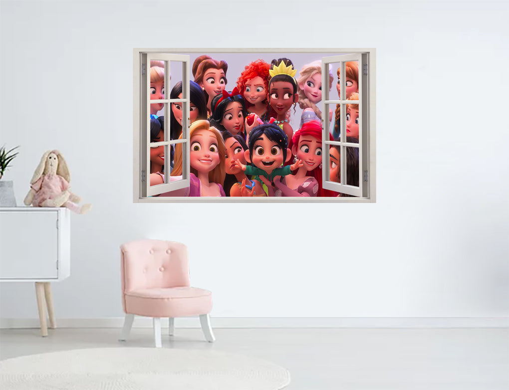 Autocollant mural de fenêtre 3D personnages Disney W112