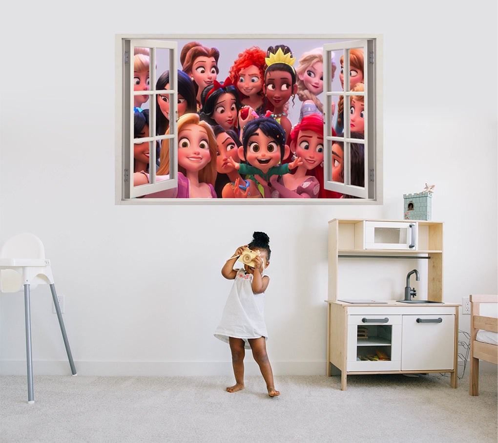 Autocollant mural de fenêtre 3D personnages Disney W112