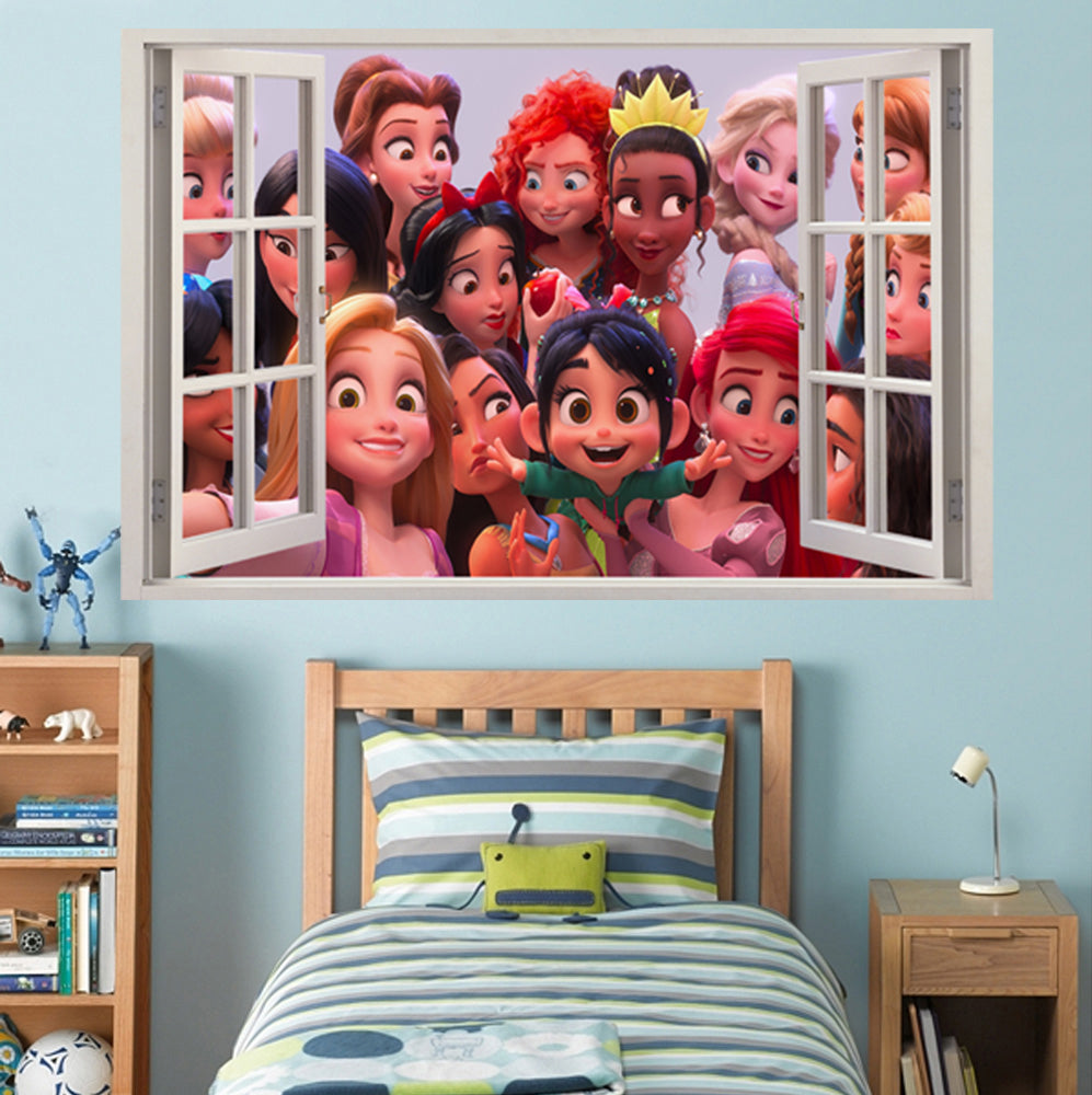 Autocollant mural de fenêtre 3D personnages Disney W112