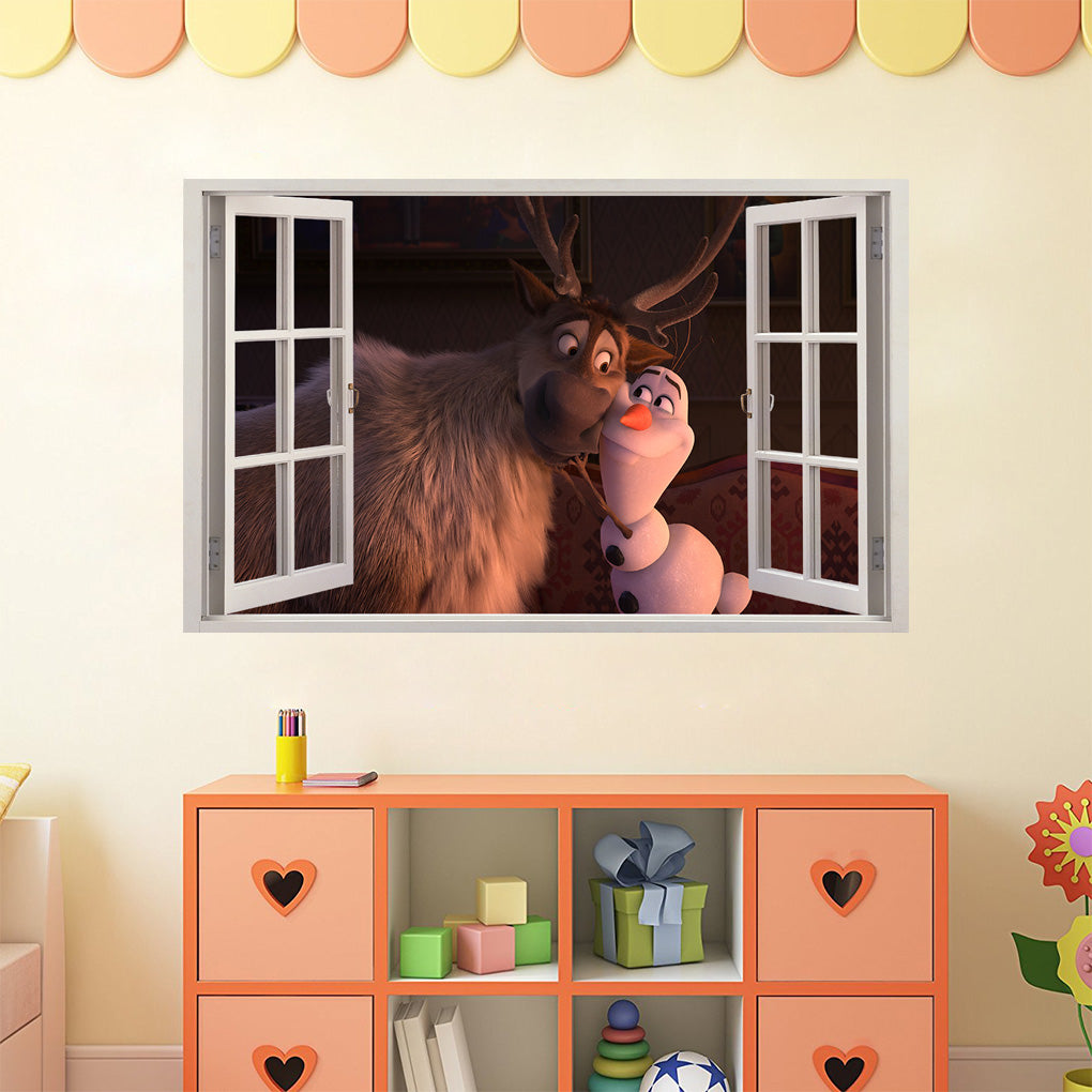 Frozen Olaf Sven 3D Window Wall Sticker Decal W117