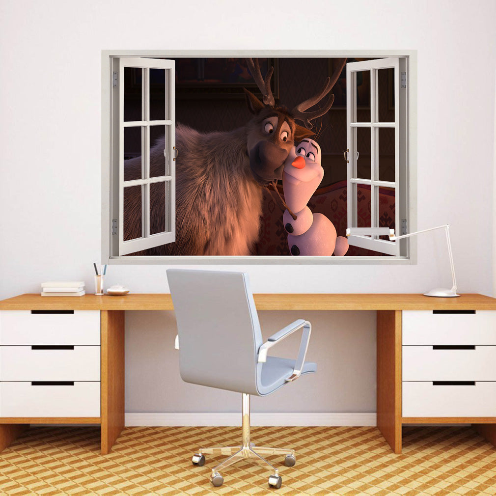 Frozen Olaf Sven 3D Window Wall Sticker Decal W117