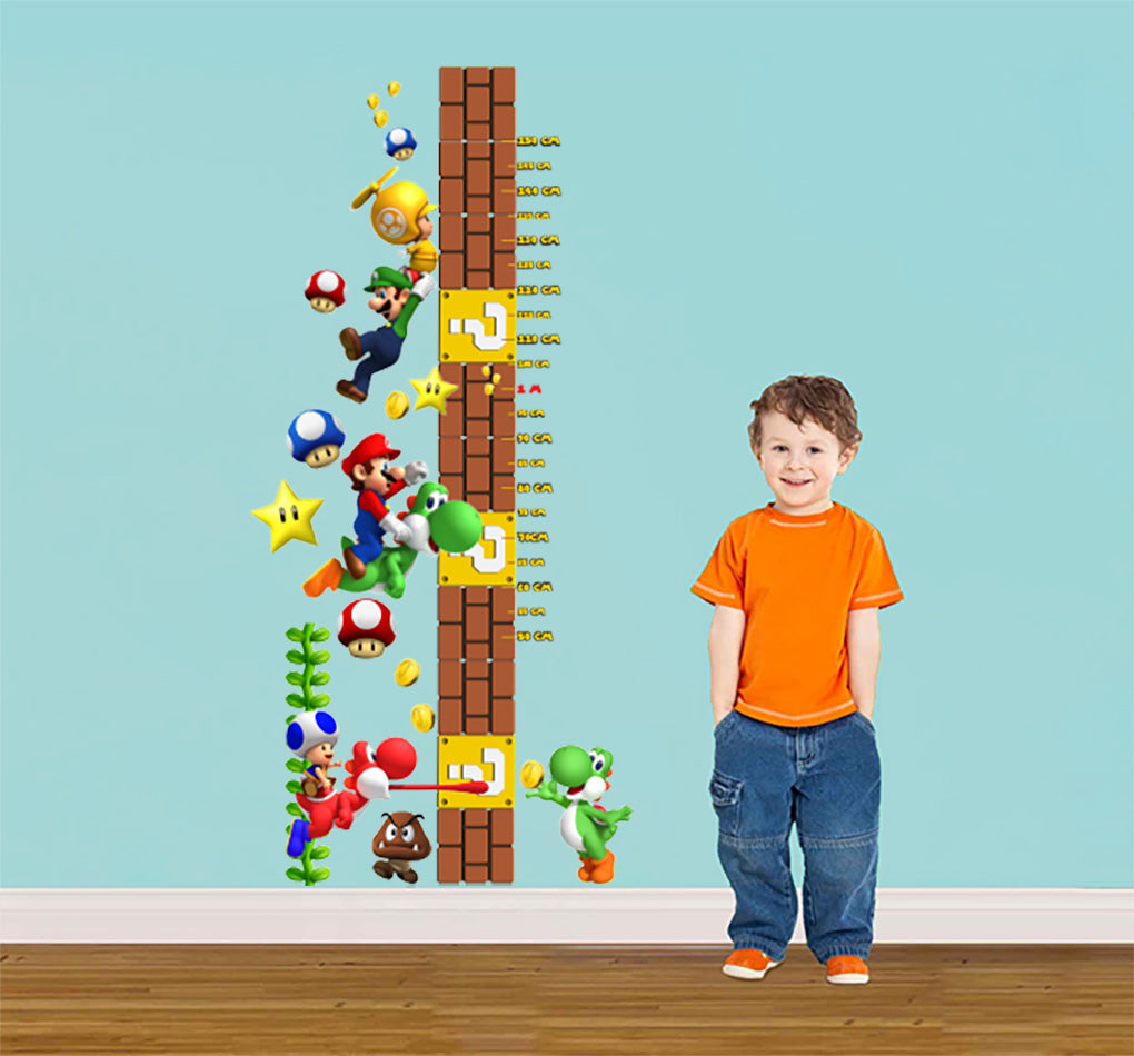 Super Mario Bros Characters Growth Height Chart for Kids Decal Wall Sticker WC100