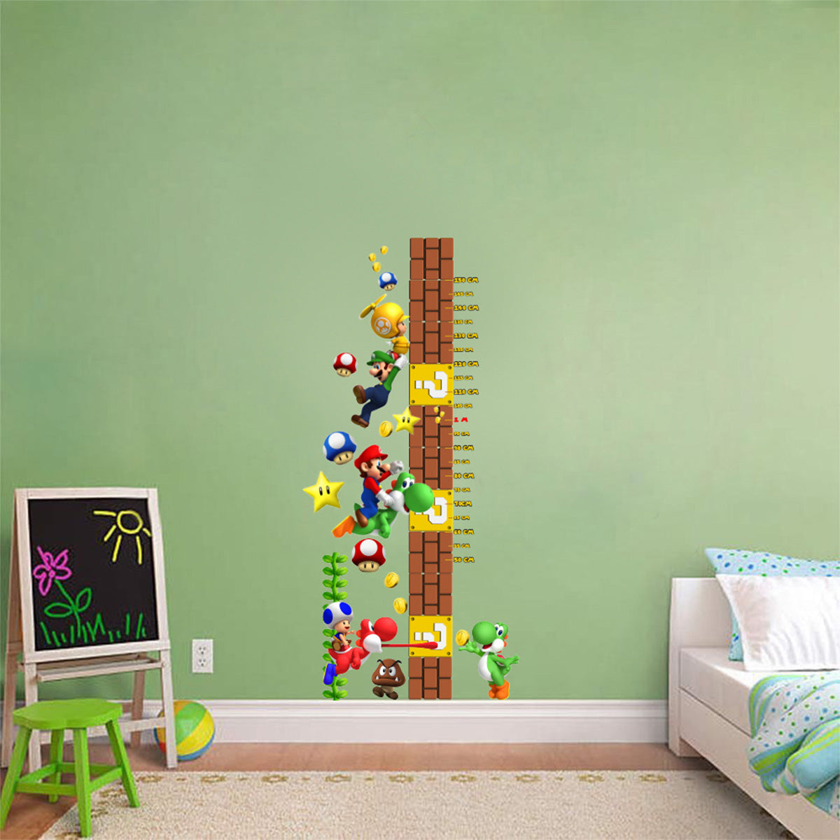 Super Mario Bros Characters Growth Height Chart for Kids Decal Wall Sticker WC100