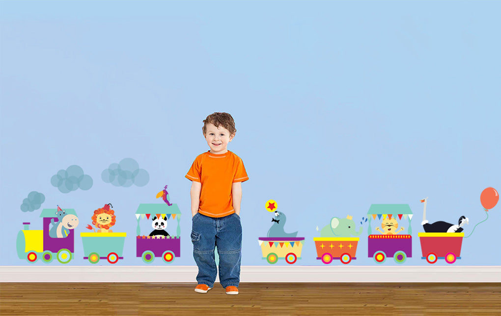 ANIMAL TRAIN Set Personnalisé Custom Name Wall Sticker Décalque WC101