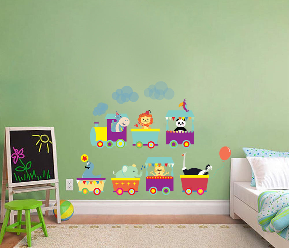 ANIMAL TRAIN Set Personnalisé Custom Name Wall Sticker Décalque WC101
