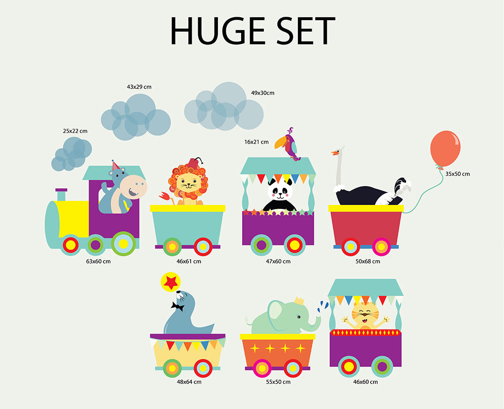 ANIMAL TRAIN Set Personnalisé Custom Name Wall Sticker Décalque WC101