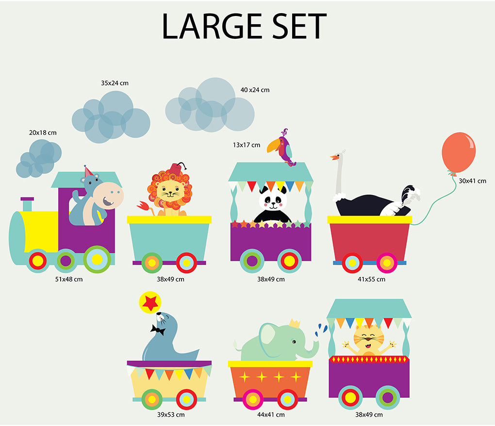 ANIMAL TRAIN Set Personnalisé Custom Name Wall Sticker Décalque WC101