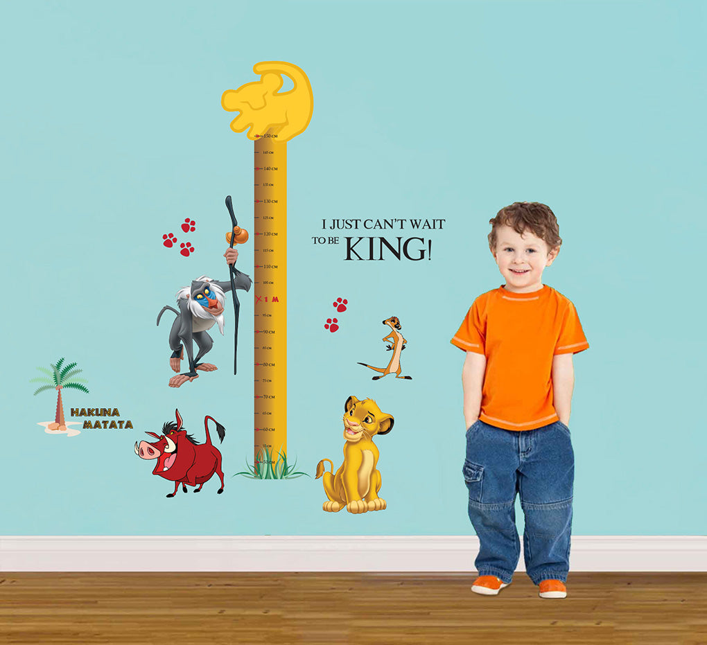Tableau de hauteur de croissance du roi Lion Simba pour autocollant mural WC102 pour enfants