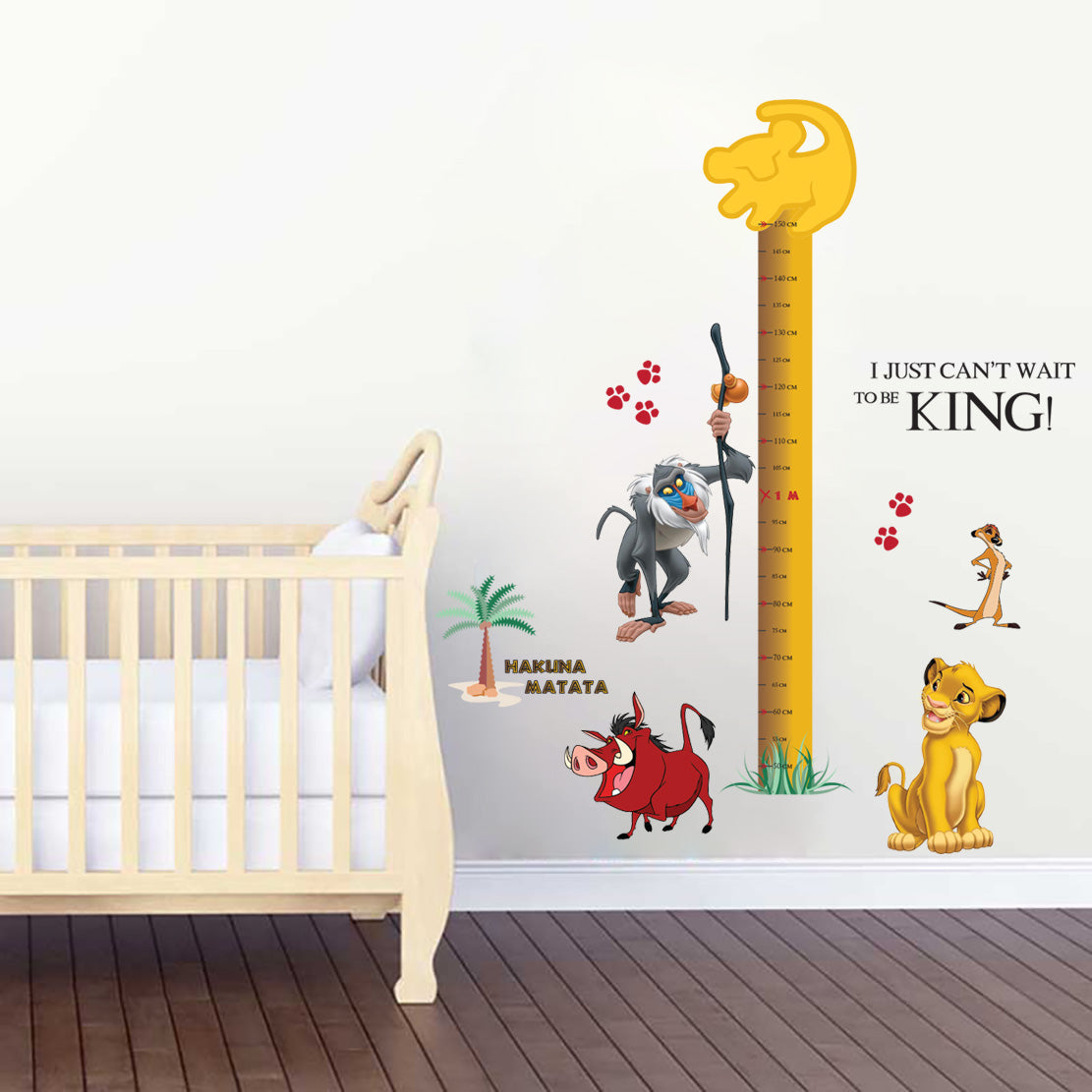 Tableau de hauteur de croissance du roi Lion Simba pour autocollant mural WC102 pour enfants