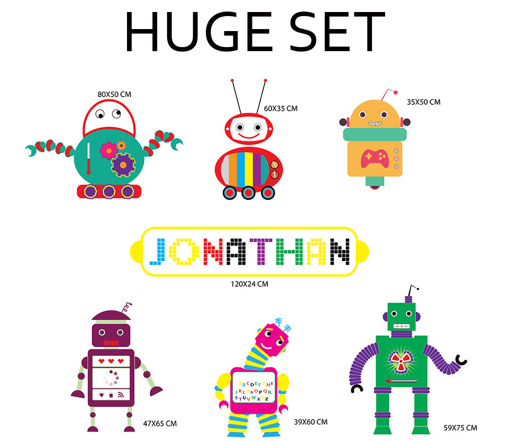 Kids Robots Personalized Custom Name Wall Sticker Decal WC103