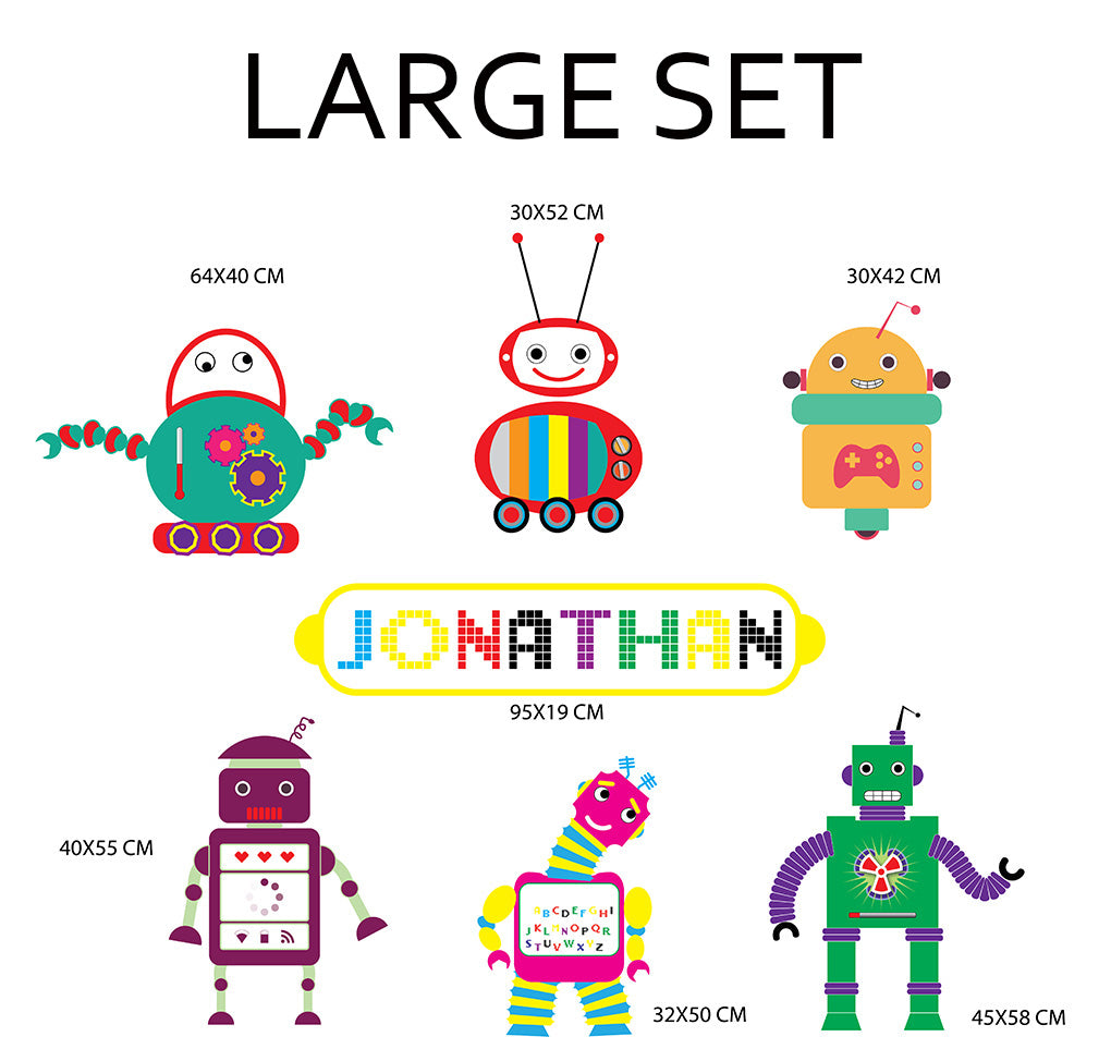 Kids Robots Personalized Custom Name Wall Sticker Decal WC103