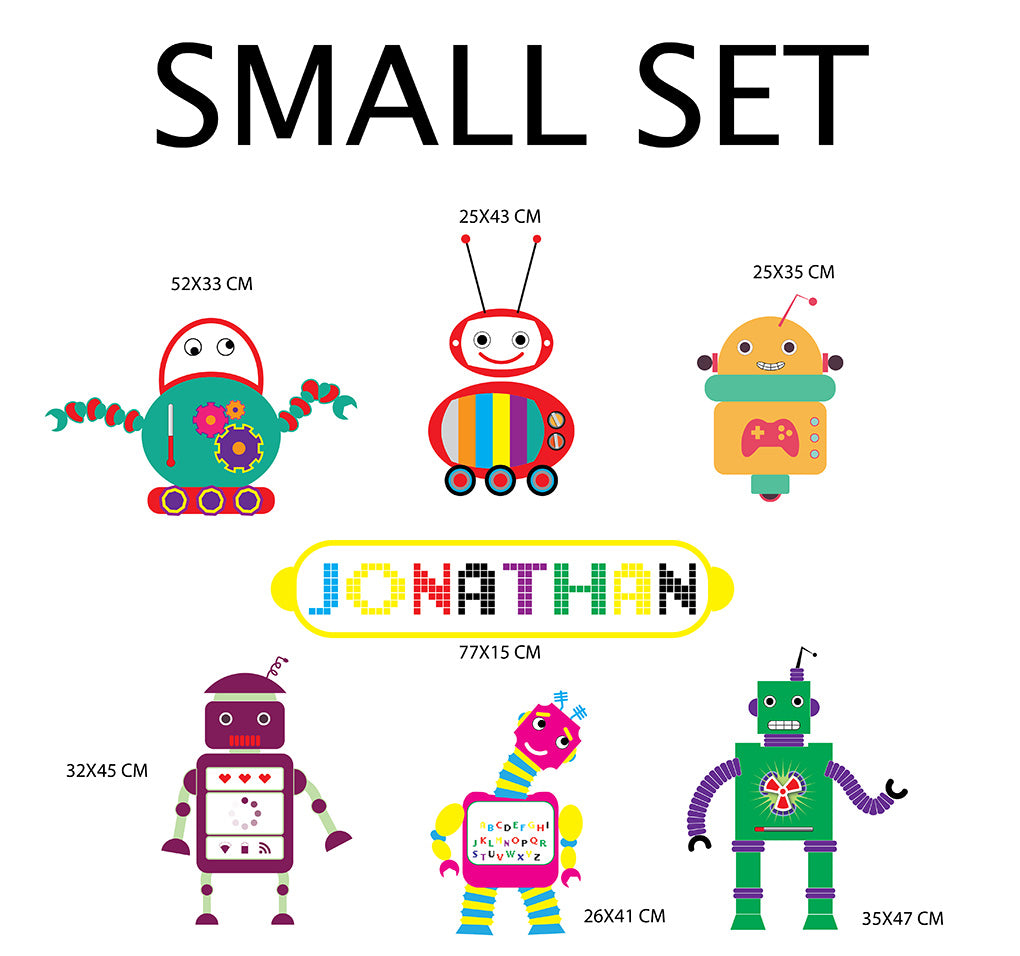 Kids Robots Personalized Custom Name Wall Sticker Decal WC103