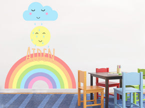Kids Rainbow Sun Personalized Custom Name Wall Sticker Decal WC108