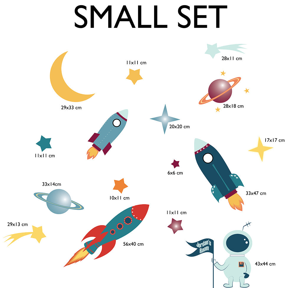 Rockets & Planets Personalized Custom Name Wall Sticker Decal WC110
