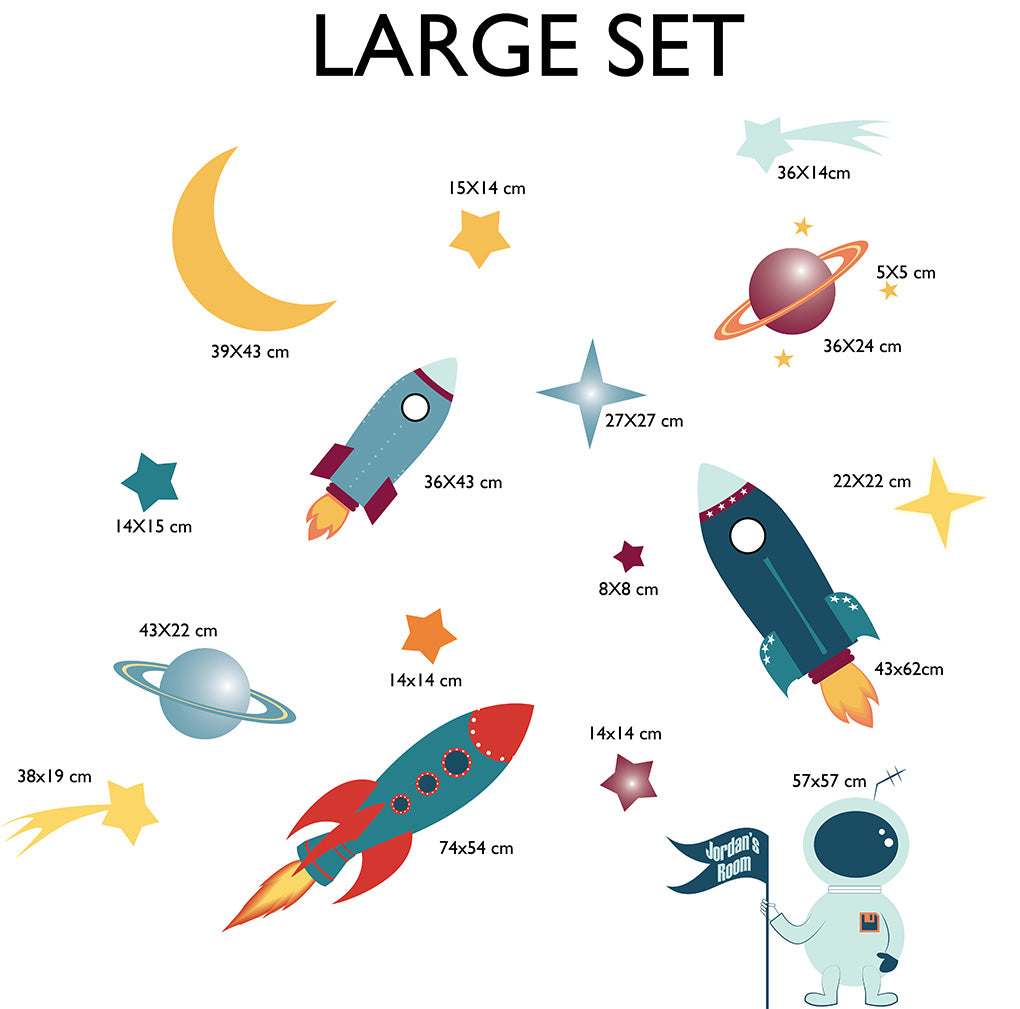Rockets & Planets Personalized Custom Name Wall Sticker Decal WC110
