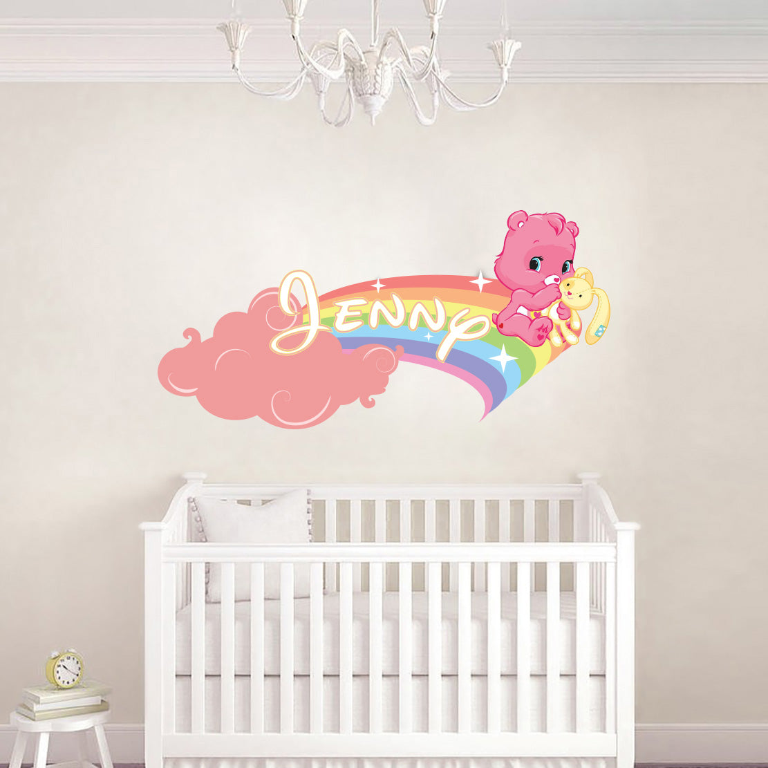 Rainbow Bears Personalized Custom Name Wall Sticker Decal WC114