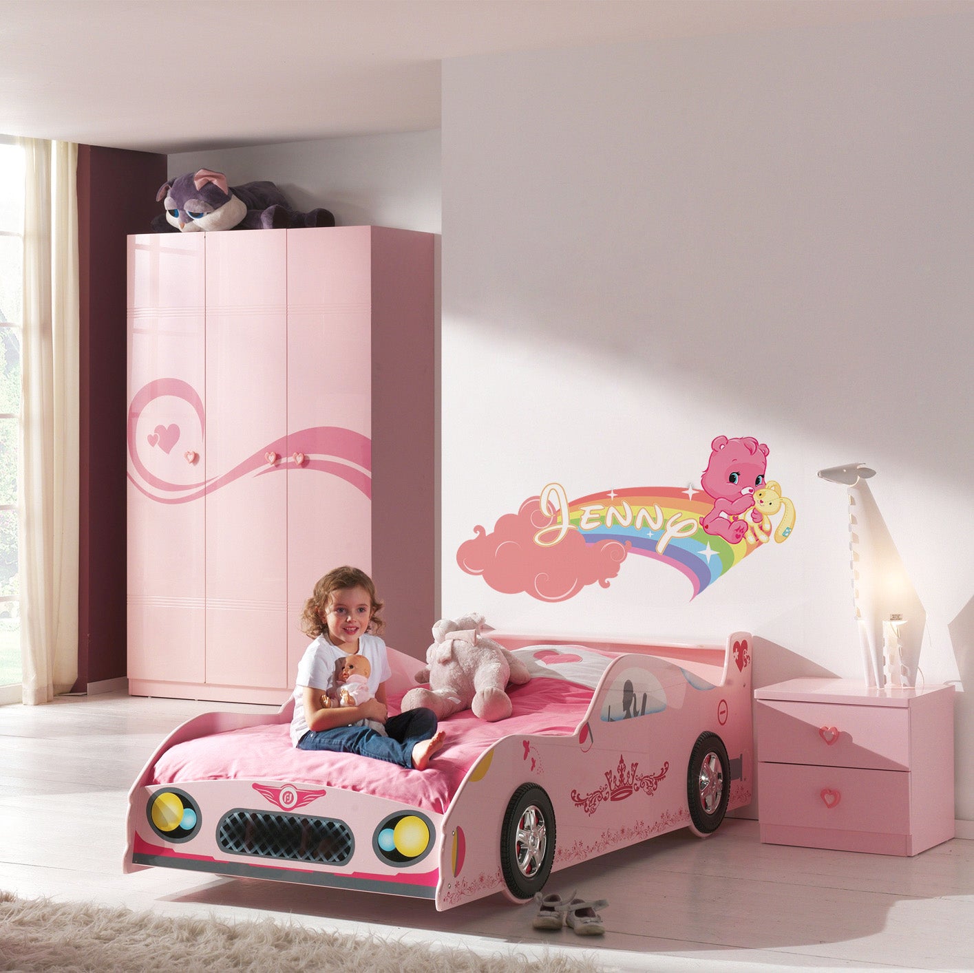 Rainbow Bears Personalized Custom Name Wall Sticker Decal WC114