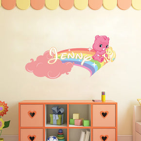 Rainbow Bears Personalized Custom Name Wall Sticker Decal WC114