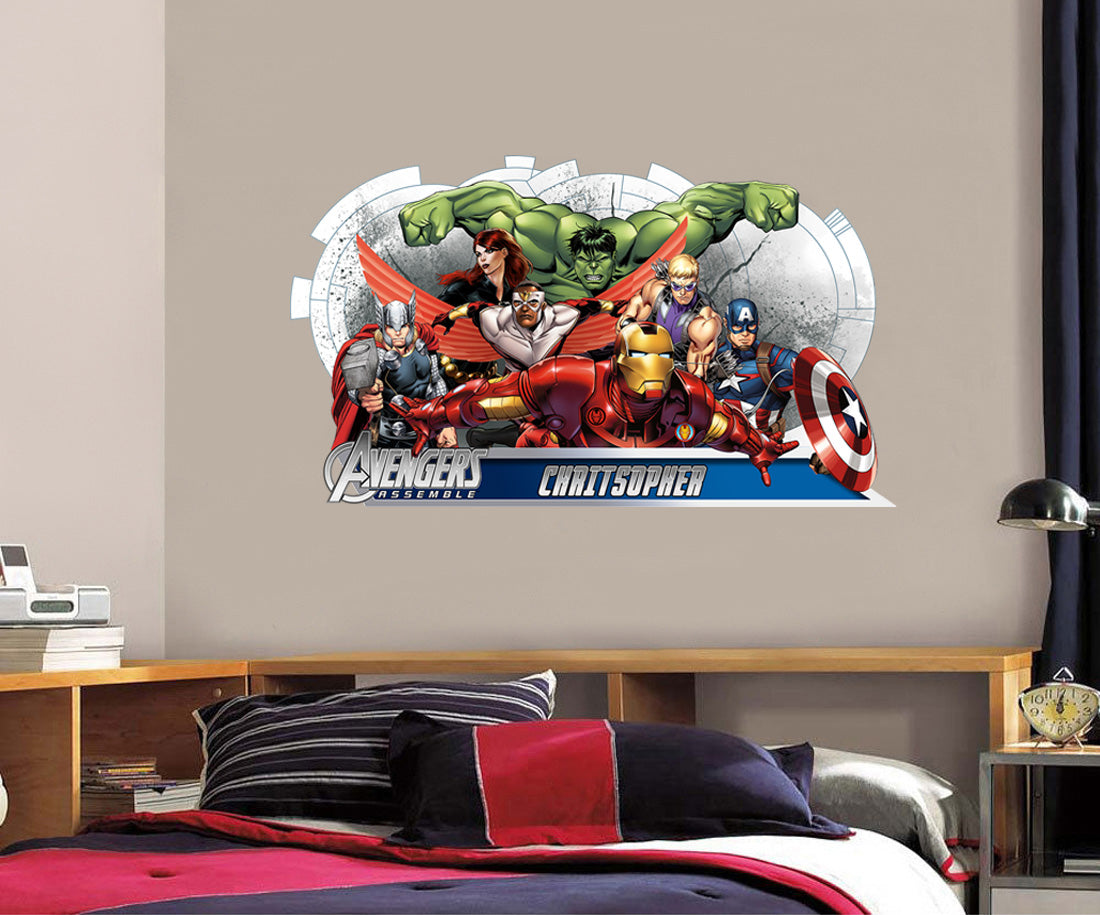 The Avengers Superheroes Personnalisé Custom Name Wall Sticker Décalque WC141