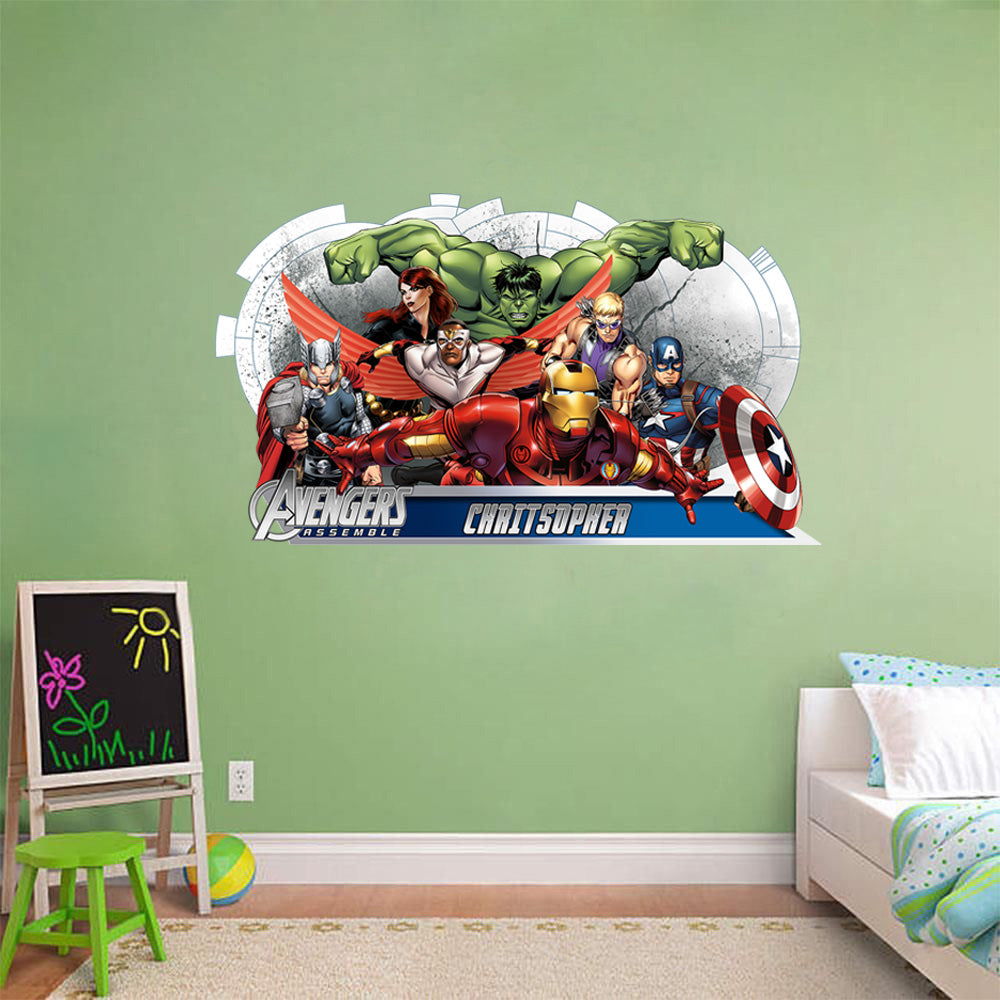 The Avengers Superheroes Personnalisé Custom Name Wall Sticker Décalque WC141