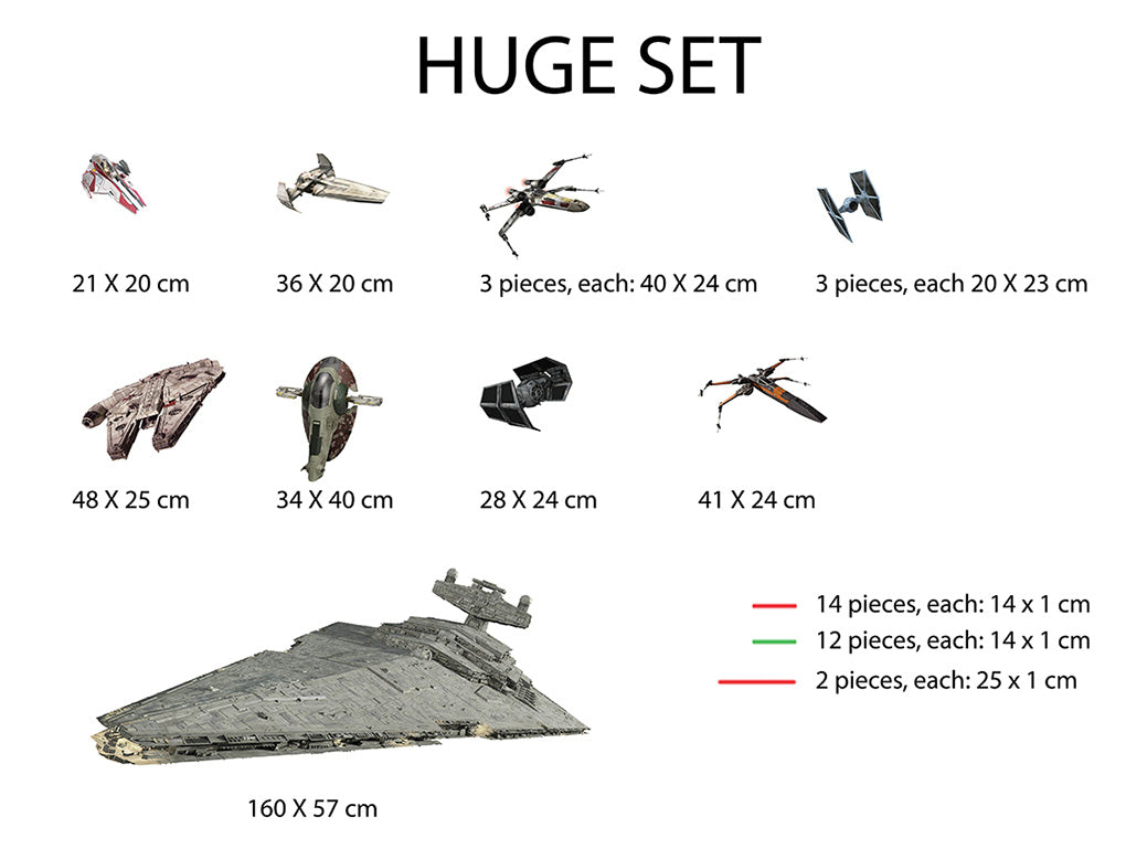 Star Wars Battle Ships Set Stickers Muraux Stickers WC160