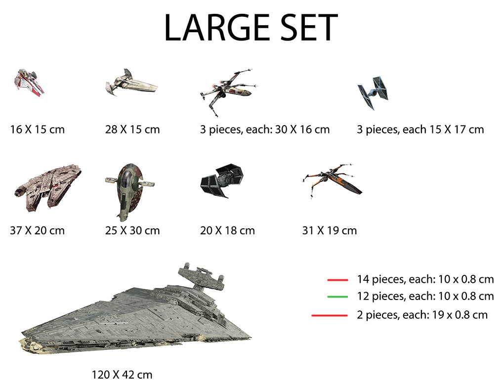 Star Wars Battle Ships Set Stickers Muraux Stickers WC160