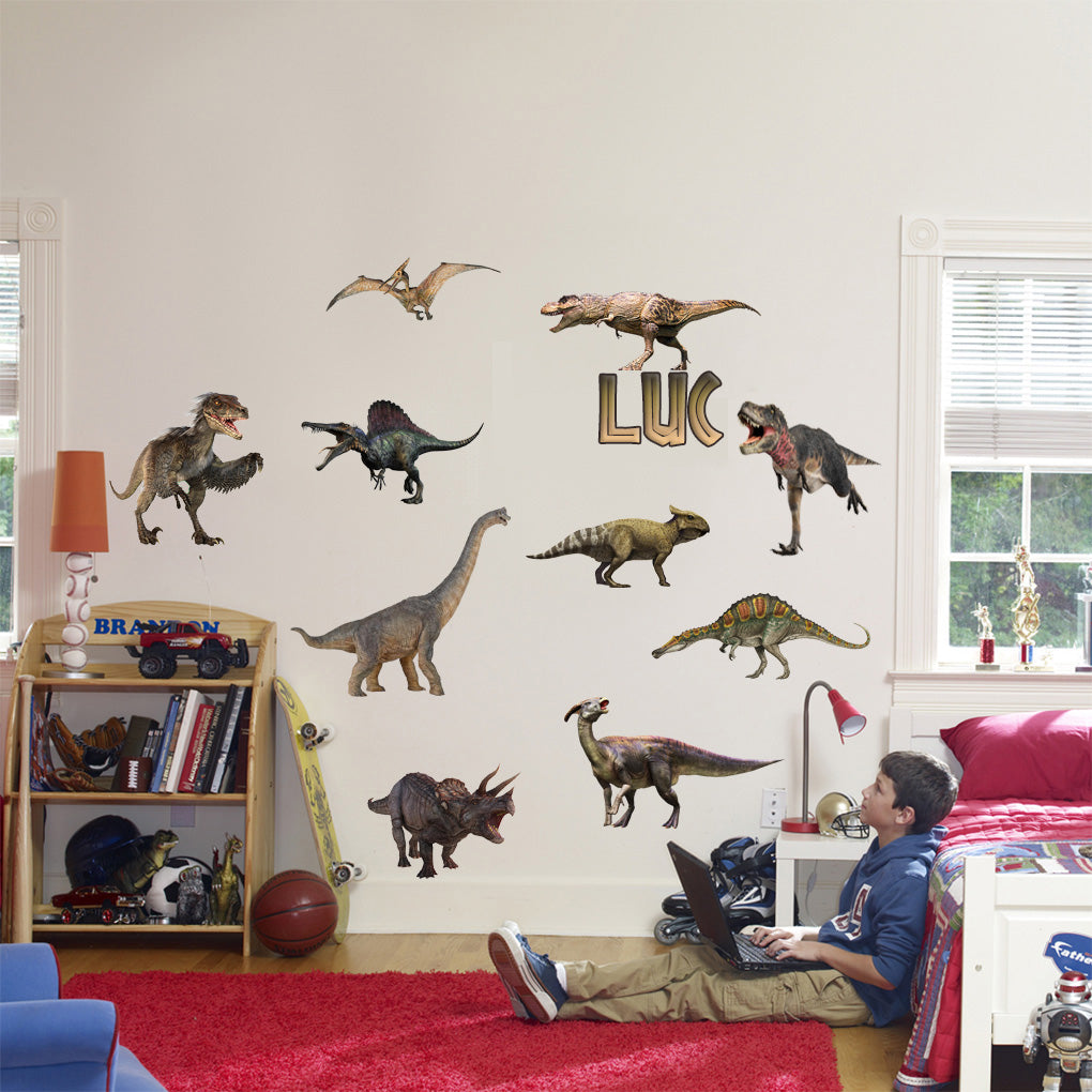 DINOSAURS Set Personalized Custom Name Wall Sticker Decal WC167