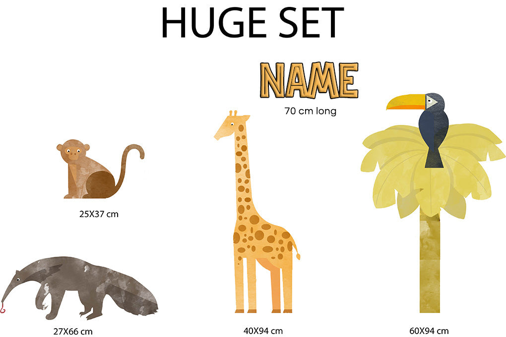 AFRICAN WATERCOLOR ANIMAL Set Personalized Custom Name Wall Sticker Decal WC175