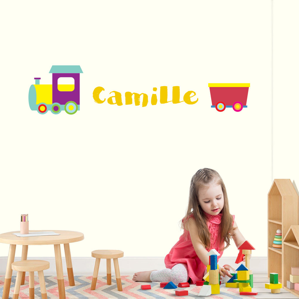 Cartoon Train Personalized Custom Name Wall Sticker Decal WC189