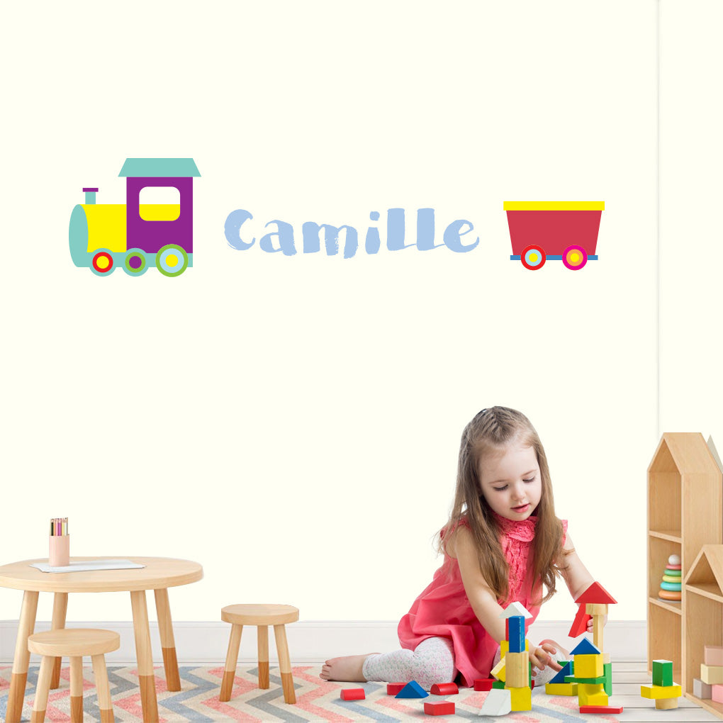 Cartoon Train Personalized Custom Name Wall Sticker Decal WC189