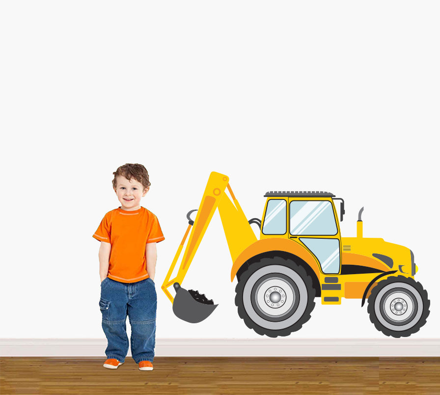 Tractor Excavator Shuffle Wall Sticker Decal WC196