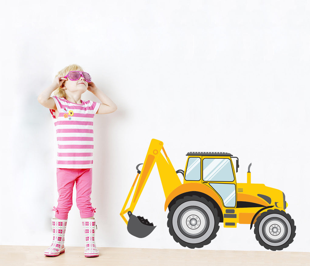Tractor Excavator Shuffle Wall Sticker Decal WC196