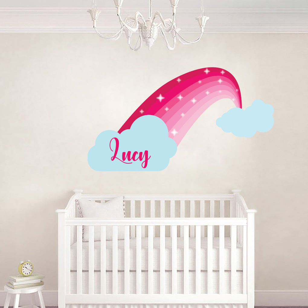 Pink Rainbow Personalized Custom Name Wall Sticker Decal WC201