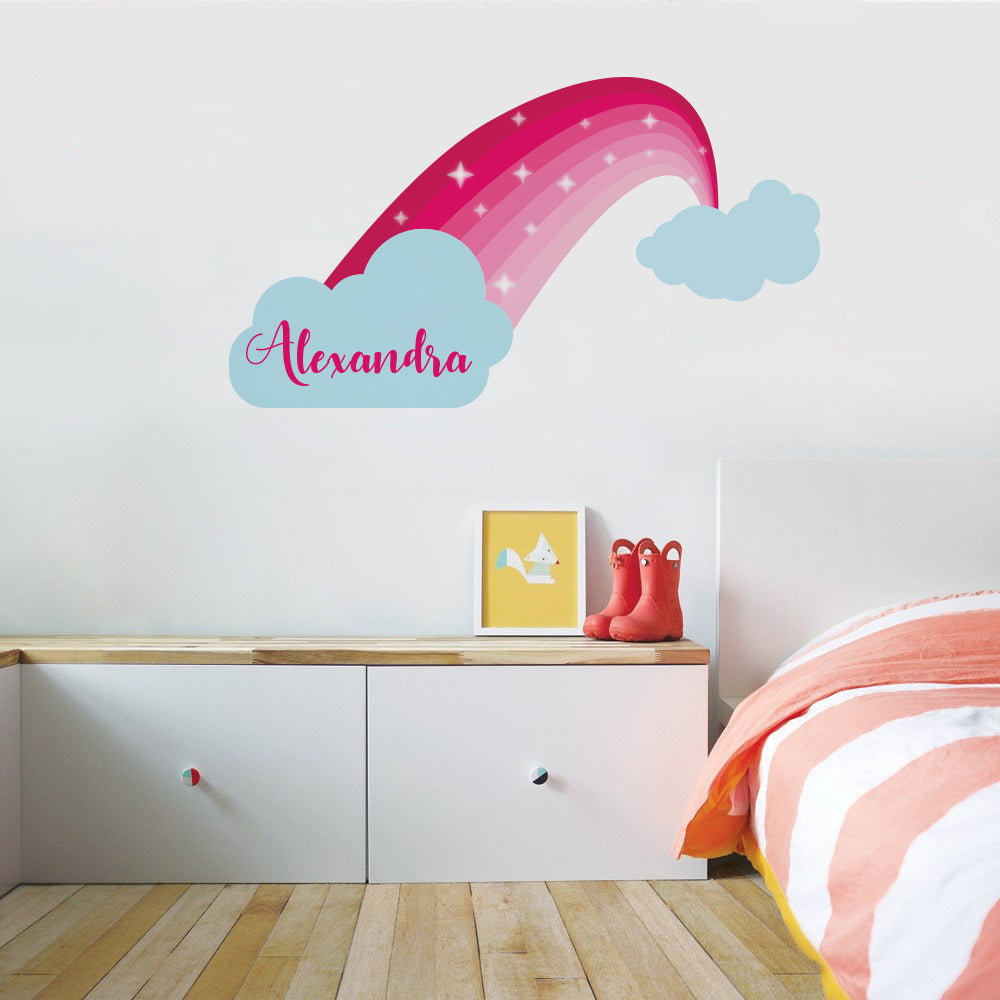 Pink Rainbow Personalized Custom Name Wall Sticker Decal WC201