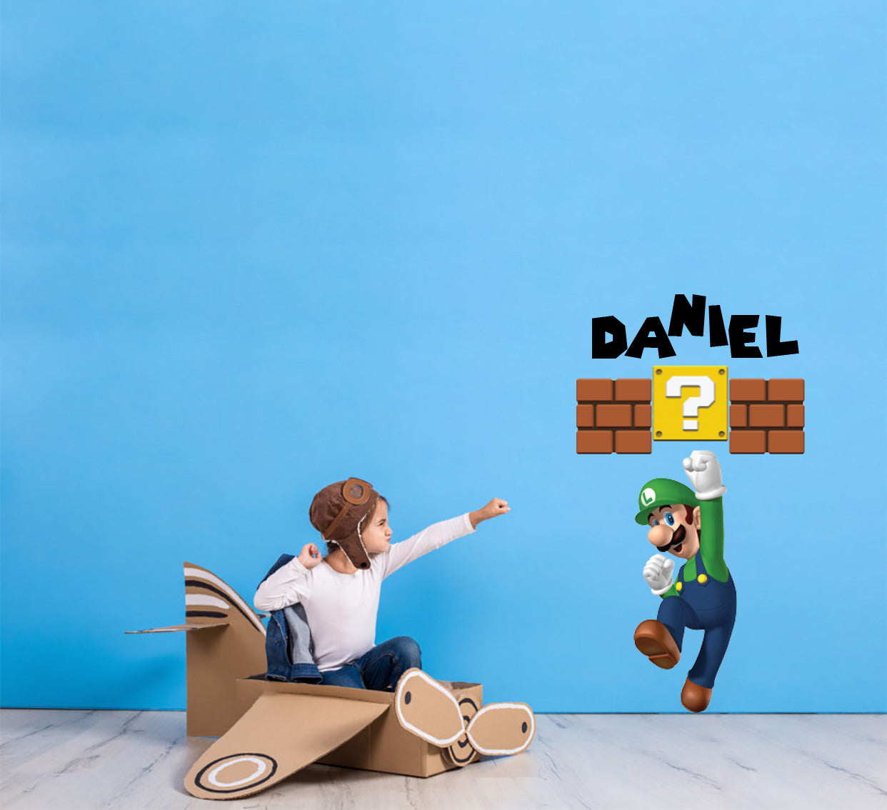 Luigi Super Mario Bros Personnalisé Custom Name Wall Sticker Decal WC207