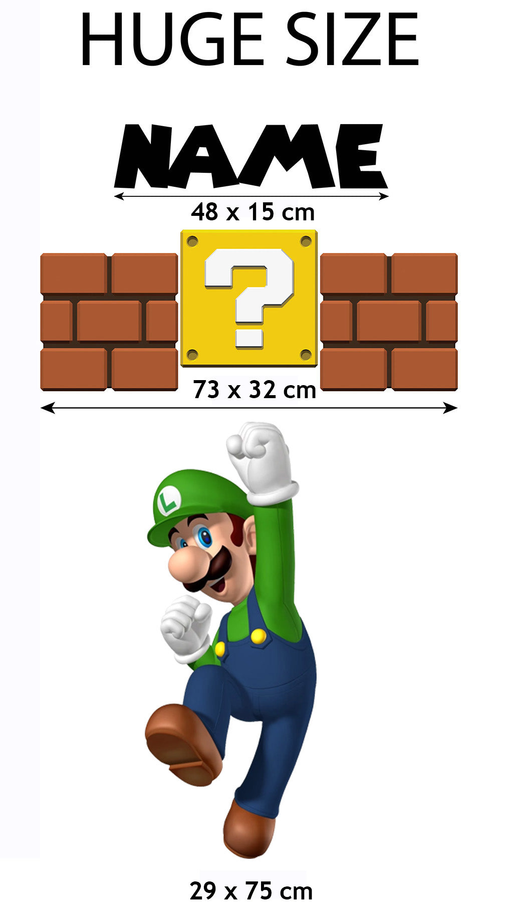 Luigi Super Mario Bros Personnalisé Custom Name Wall Sticker Decal WC207