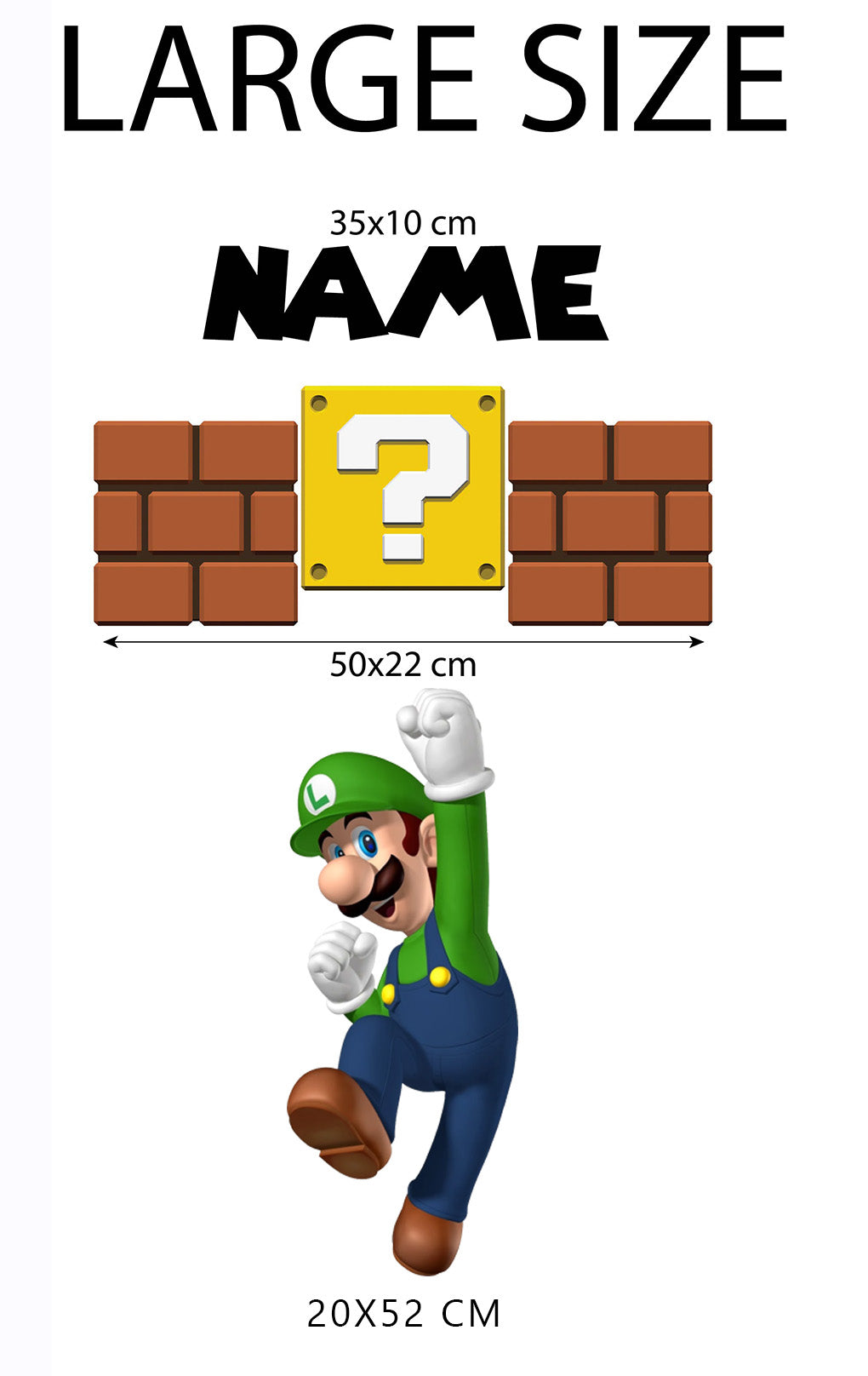 Luigi Super Mario Bros Personnalisé Custom Name Wall Sticker Decal WC207