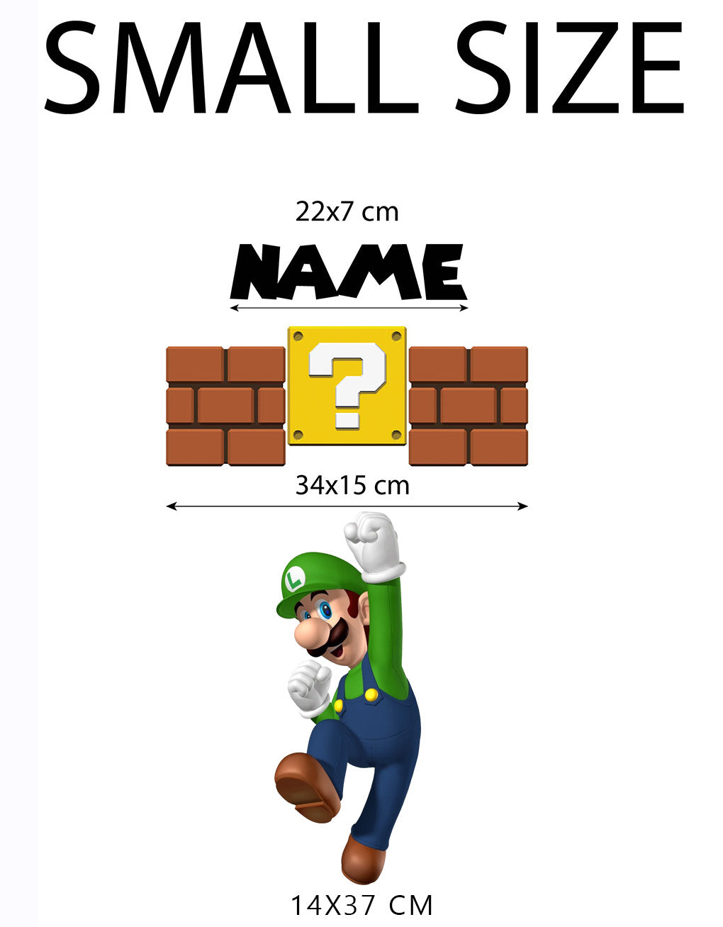 Luigi Super Mario Bros Personnalisé Custom Name Wall Sticker Decal WC207