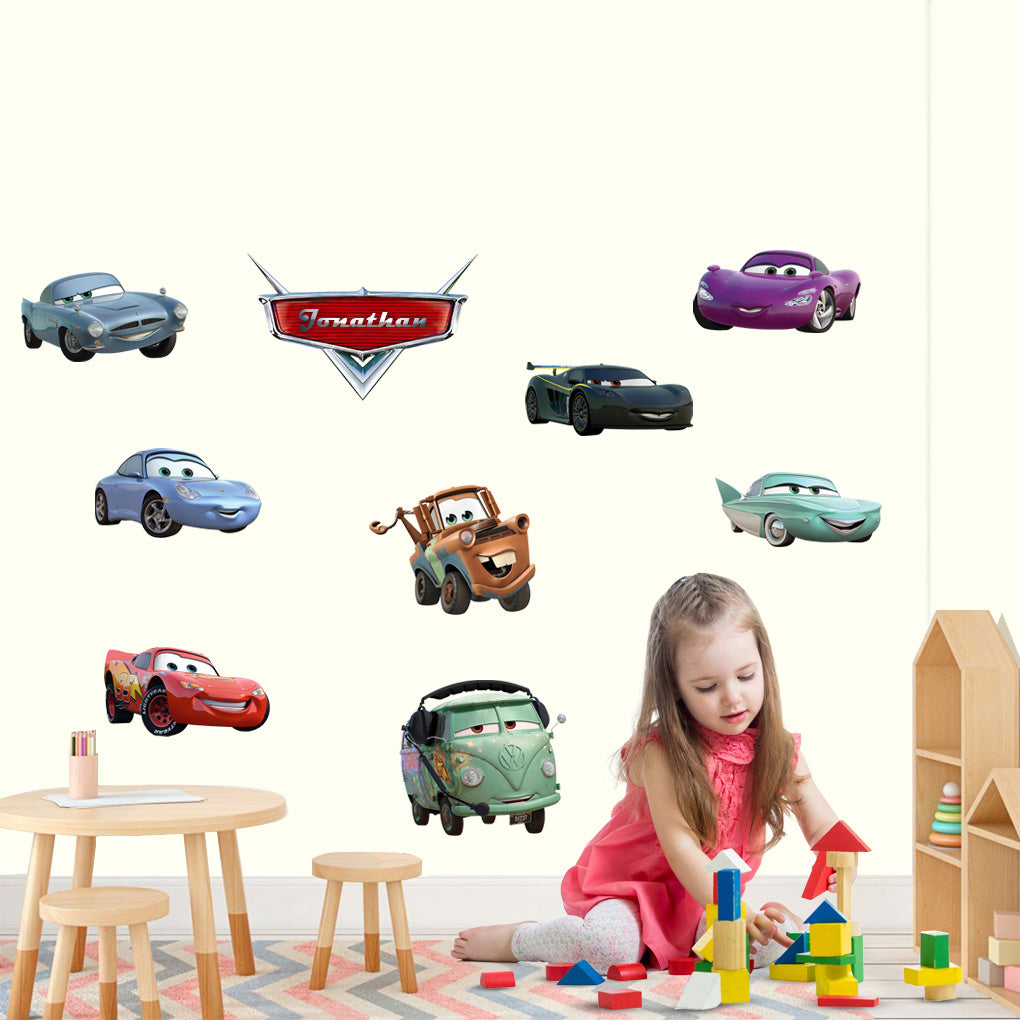 Disney Cars Movie Set PERSONALIZED Cars Set Wall Sticker Decal WC211