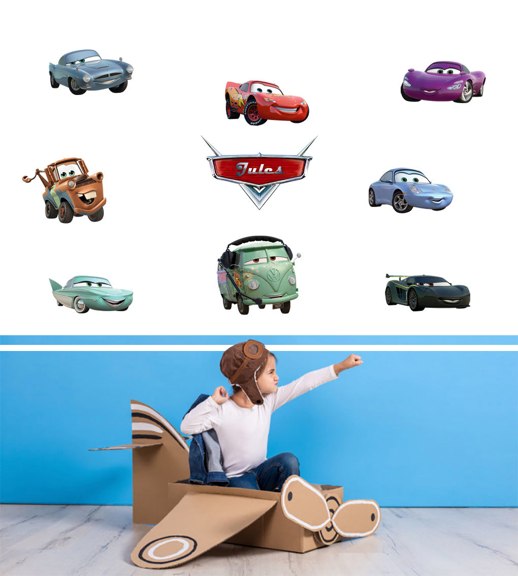 Disney Cars Movie Set PERSONALIZED Cars Set Wall Sticker Decal WC211
